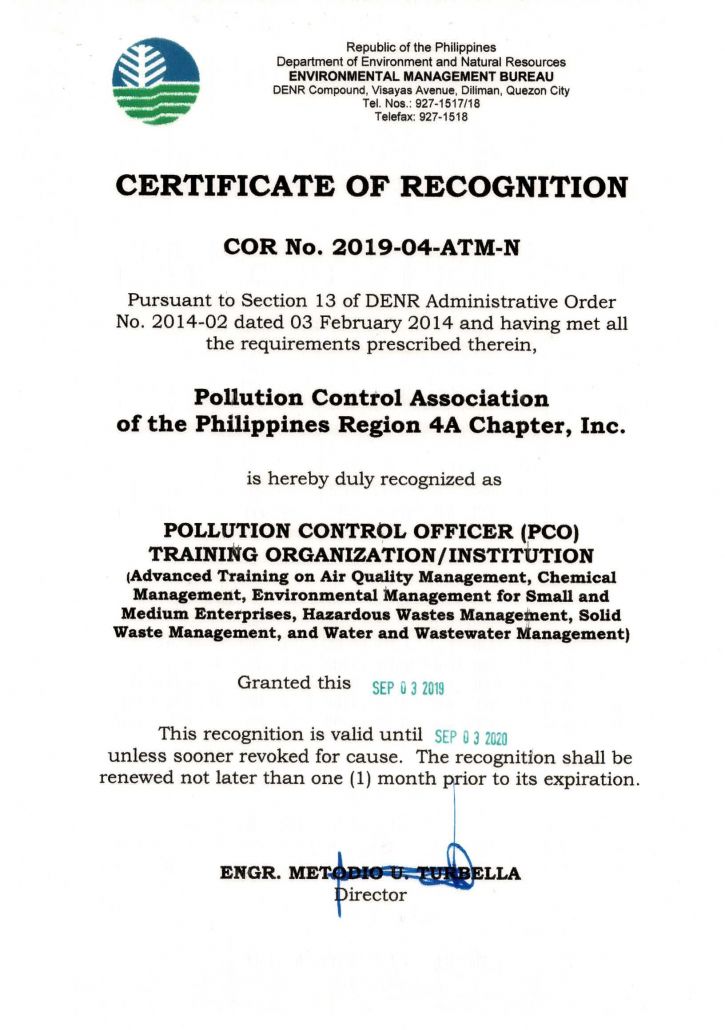 Advanced Training Modules Pollution Control Association Of The Philippines Pcapi Region Iv A Chapter